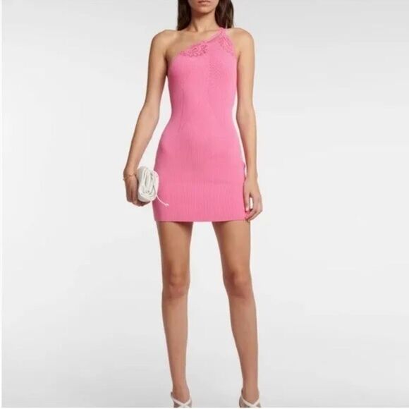 Self-Portrait Dresses & Skirts - Self Portrait One Shoulder‎ Ribbed Knit Dress Pink Size Medium